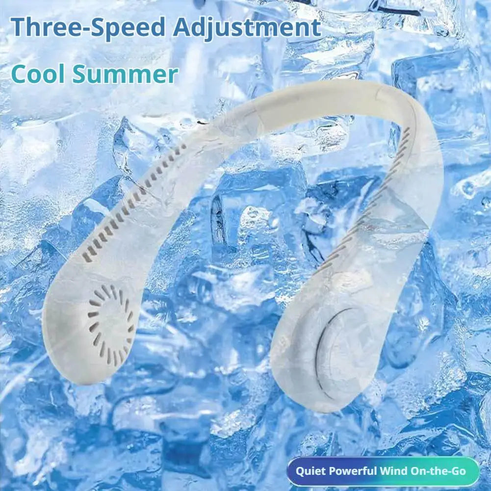 "Portable Bladeless Neck Fan - Rechargeable USB Cooling Fan for Outdoor Sports, Home, Office, and Travel"
