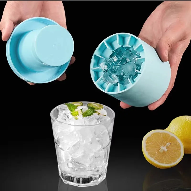 Silicone Cylinder Ice Crate DIY Household Refrigerator Ice Mould Food Grade Silicone Bucket Ice Crate with Lid Summer Drink Tool
