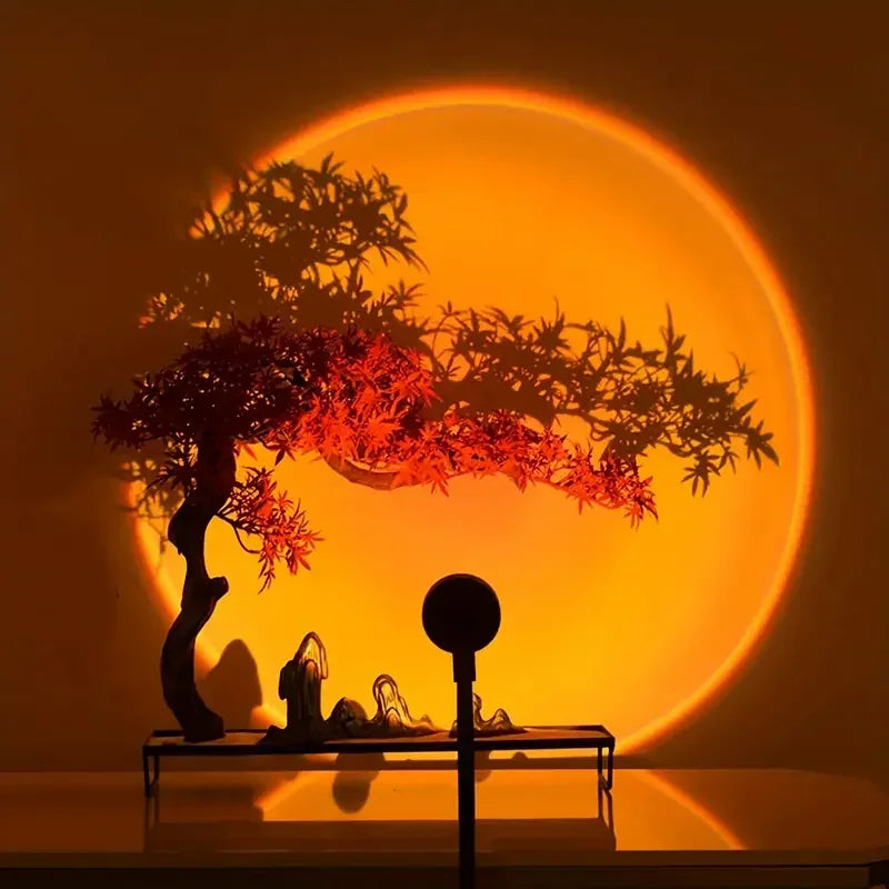 Sunset Lamp Projection Led Lights with Remote 16 Colors Night Light 360° Rotation Rainbow Lights 4 Modes Setting for Photograph