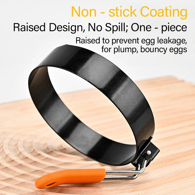 Fried Egg Ring Stainless Steel with Heat Resistant Silicone Handle Non-Stick Fried Egg Mold Scrambled Eggs Form
