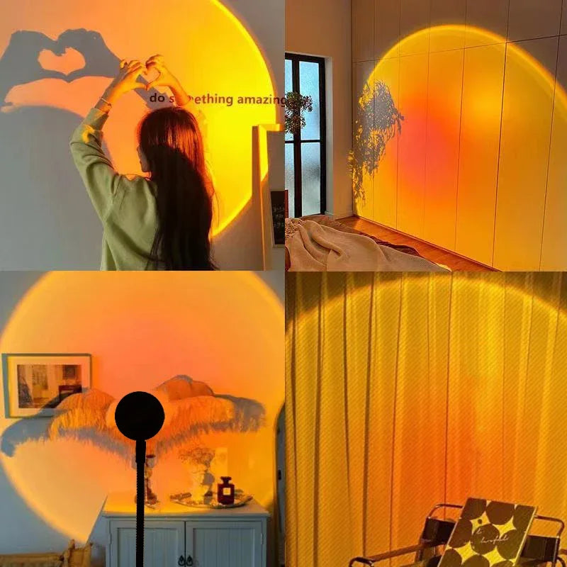 Sunset Lamp Projection Led Lights with Remote 16 Colors Night Light 360° Rotation Rainbow Lights 4 Modes Setting for Photograph