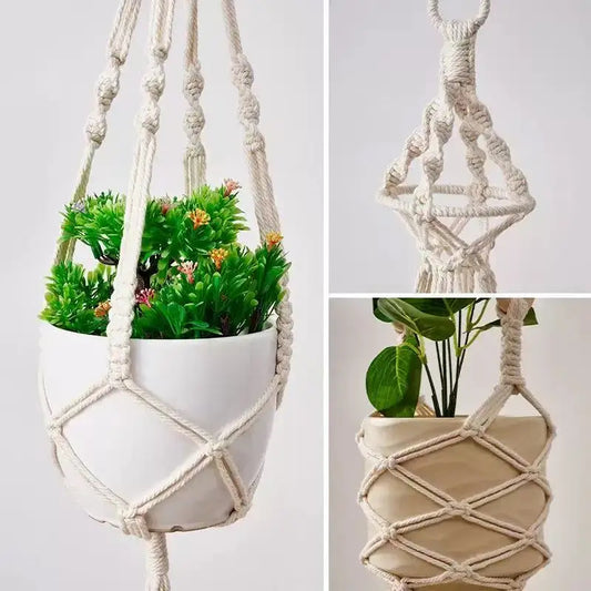 Hanging Plant Handmade Macrame Plant Hanger Flower Pot Planter Hanger Wall Decor Courtyard Garden Hanging Planter Hanging Basket