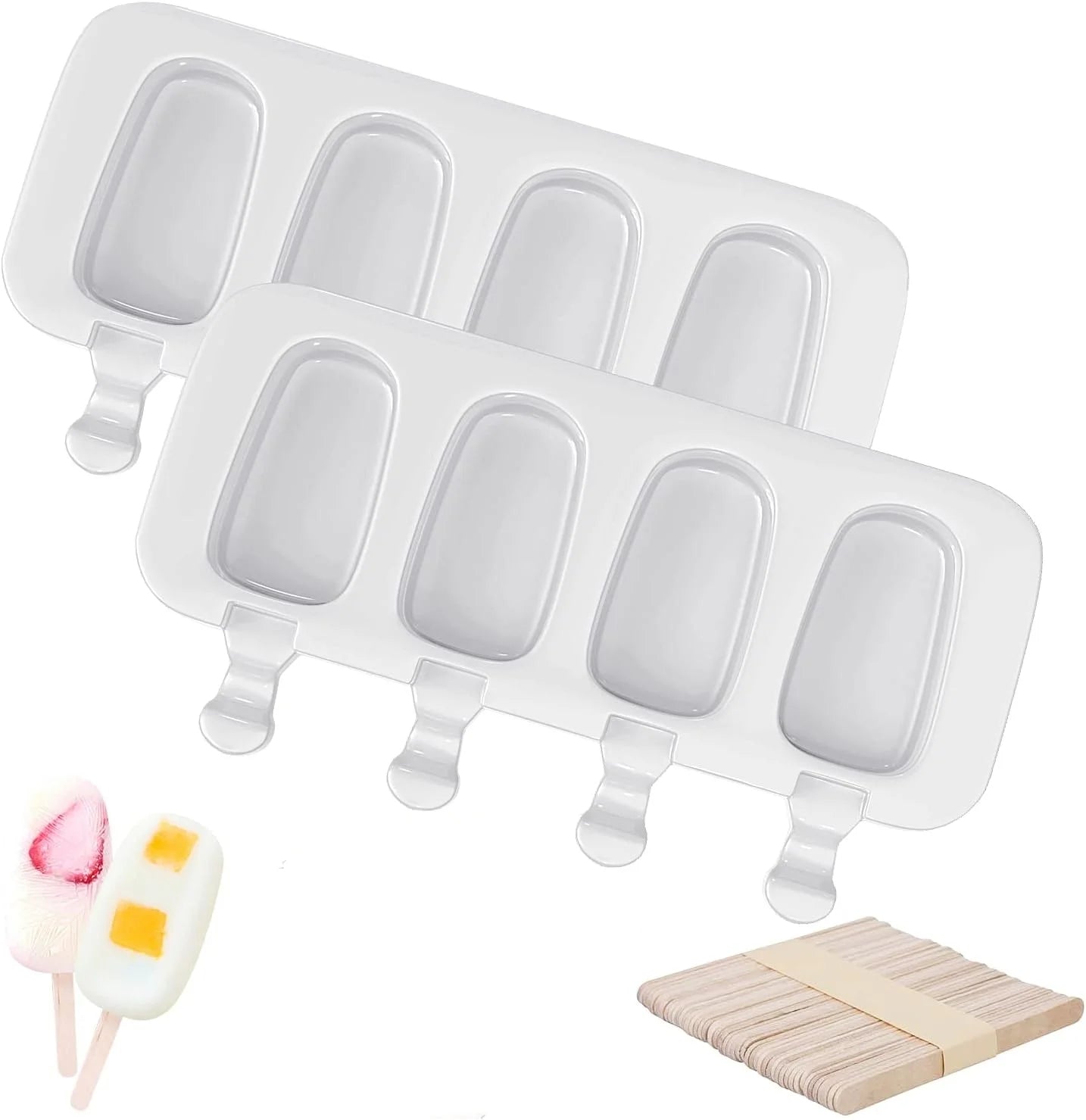 popsicle silicone mold, 4 cavity popsicle molds, home DIY ice cream. Children's handmade cake, ice cream mold, oval cakev