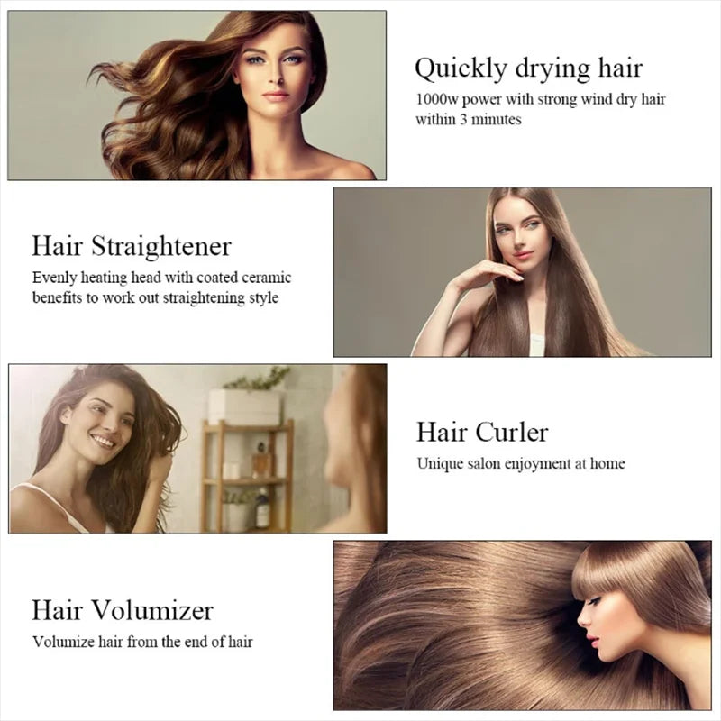 3 In 1 Hot Air Brush One Step Hair Dryer Straightener Curler Professional Women Hair Styling Brush Blow Dryer Brush