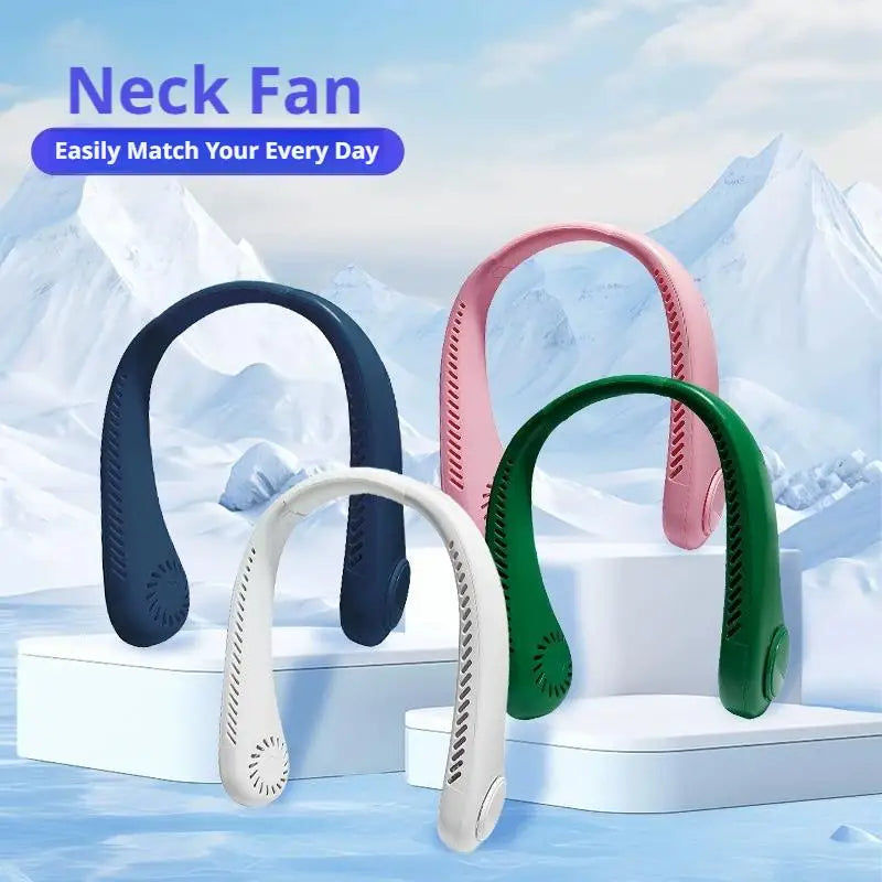 "Portable Bladeless Neck Fan - Rechargeable USB Cooling Fan for Outdoor Sports, Home, Office, and Travel"