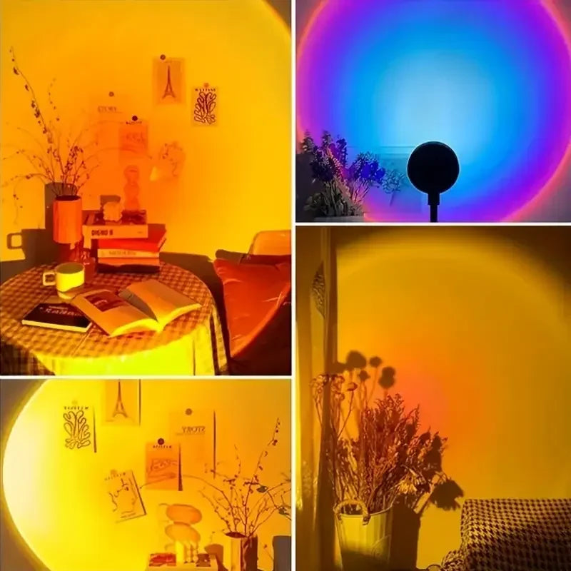 Sunset Lamp Projection Led Lights with Remote 16 Colors Night Light 360° Rotation Rainbow Lights 4 Modes Setting for Photograph