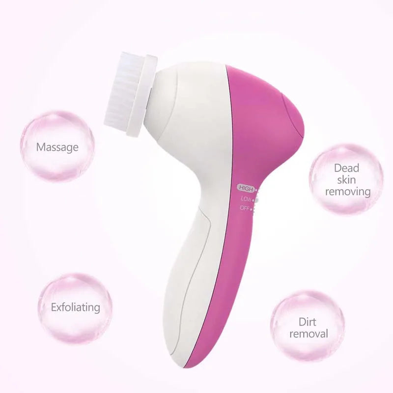 Electric Plastic Foam Facial Cleansing Brush with Ultrasonic Deep Cleaning Technology Eco-Friendly Battery Powered