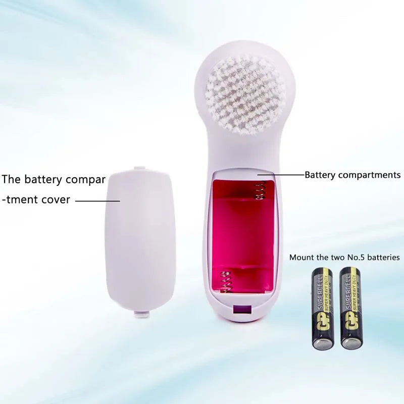 Electric Plastic Foam Facial Cleansing Brush with Ultrasonic Deep Cleaning Technology Eco-Friendly Battery Powered