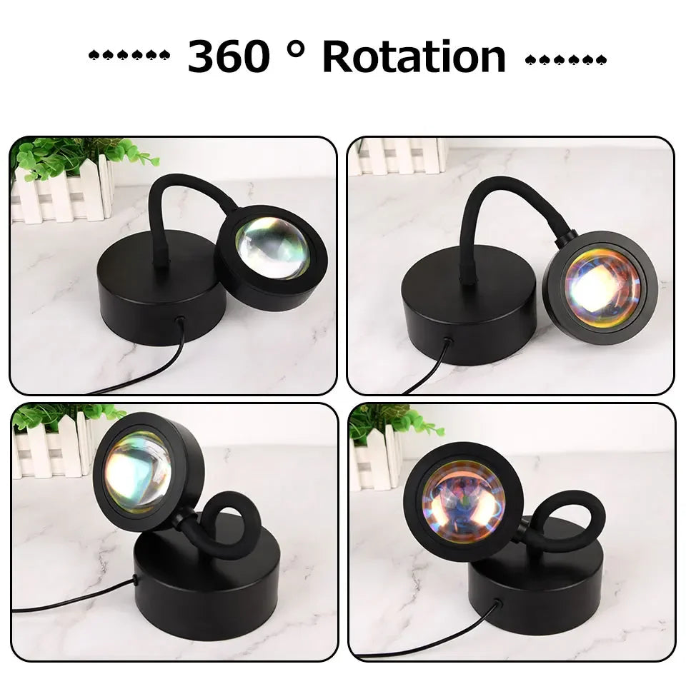 Sunset Lamp Projection Led Lights with Remote 16 Colors Night Light 360° Rotation Rainbow Lights 4 Modes Setting for Photograph