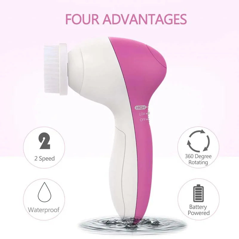 Electric Plastic Foam Facial Cleansing Brush with Ultrasonic Deep Cleaning Technology Eco-Friendly Battery Powered
