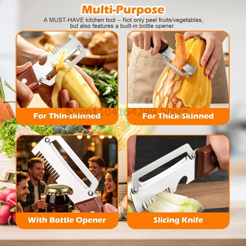 3-in-1 MultiFunction Peeler Kitchen Stainless Steel Vegetable Peeler Fruit Knife Bottle Opener Kitchen-Specific Fruit Peeler